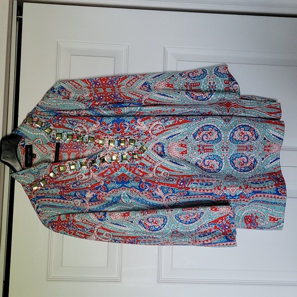 Jones New York size 1X paisley tunic with bling - Picture 1 of 5